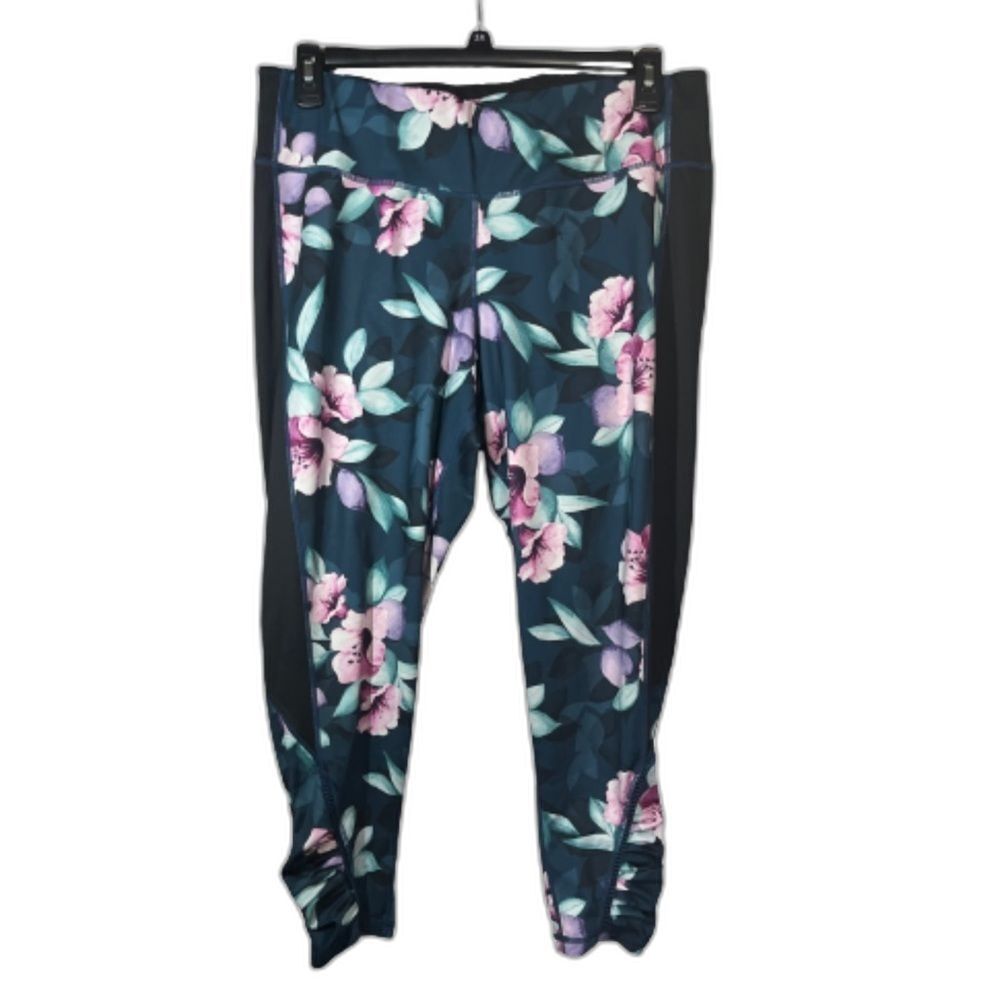 Ideology floral ruched hem crop legging 2x